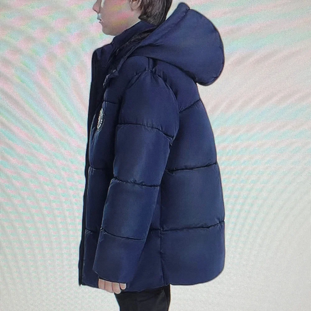 Kids Navy Hooded Puffer Jacket 10 | Warm Winter Coat | NWT Zip Front |Soft Lined